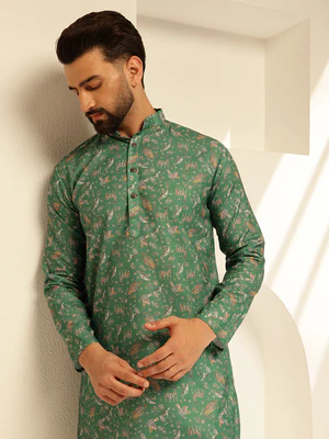 Men Green Kurta